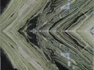 shangri la green marble bookmatch wall panel detail