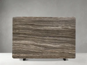 silver gray travertine slab rounded edge detail for custom fabrication