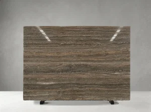 silver gray travertine slab silver brown banding natural stone surface