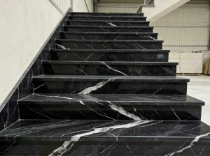 titanium black granite stair treads for luxury interior project