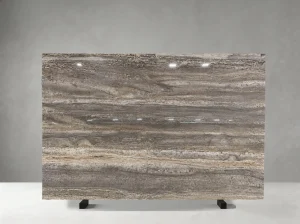 titanium silver travertine slab rounded edge detail for custom fabrication
