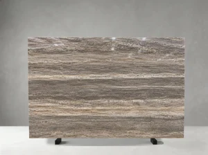 titanium silver travertine slab silver grey banding natural stone surface