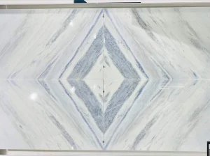 tropical blue marble bookmatched wall panel