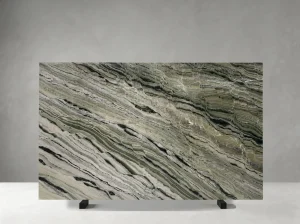 verde prato marble slab with green linear veining