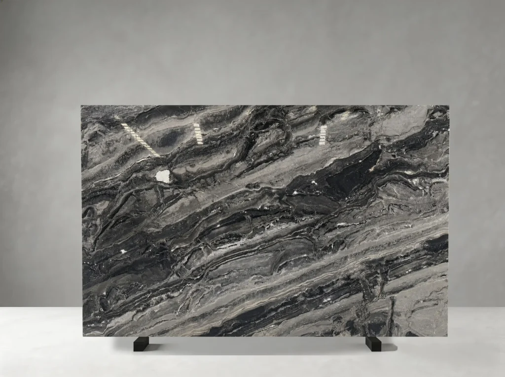 arabescato grigio marble slab grey black veining for luxury interiors