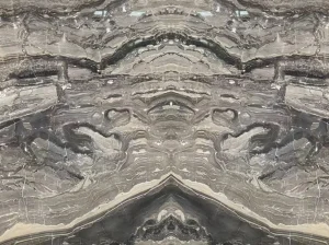 arabescato orobico grigio marble bookmatched wall panel with grey silver pattern
