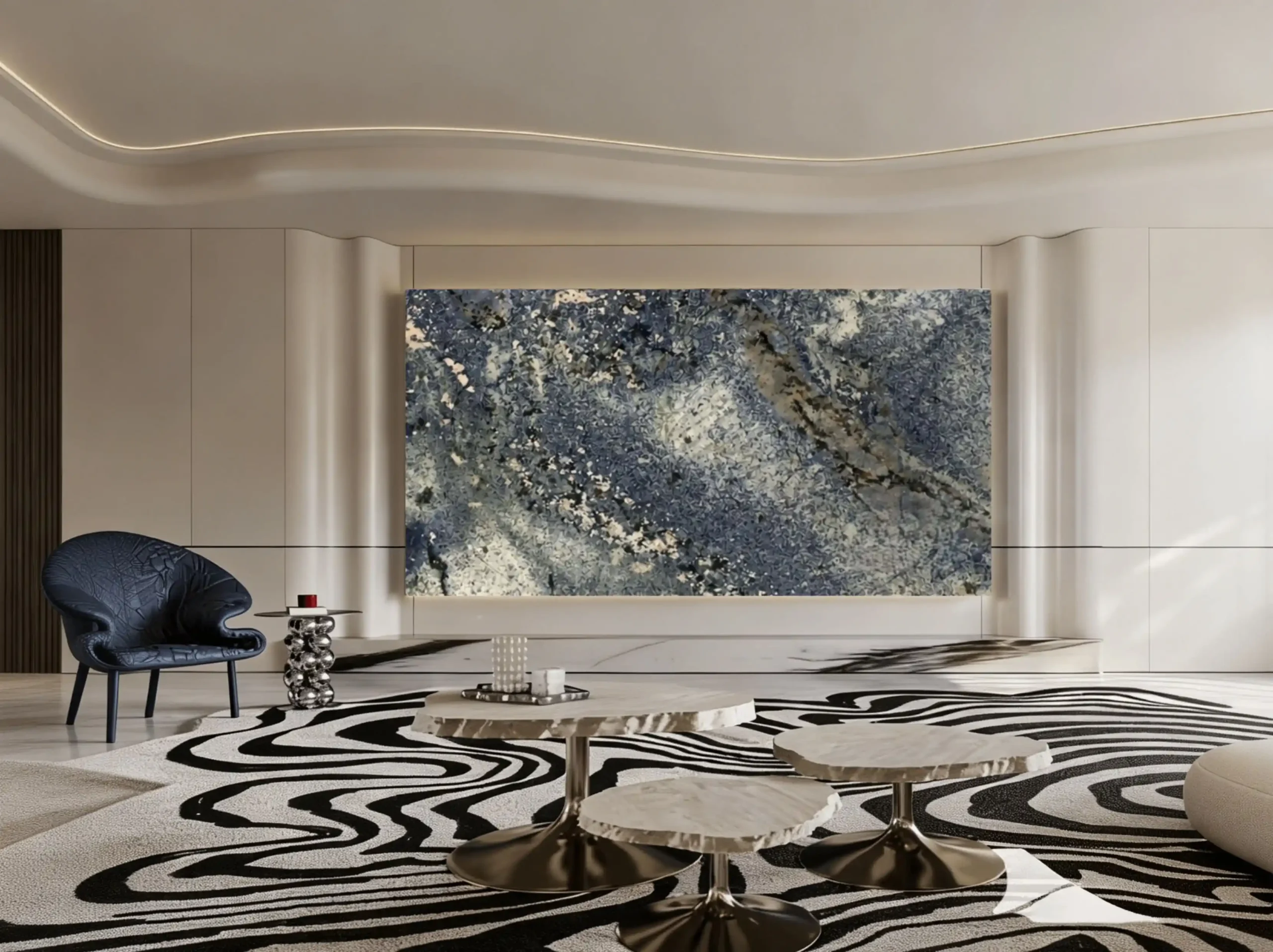 azul-bahia-granite-living-room-feature-wall-01.webp azul bahia granite living room feature wall with blue grey crystal texture