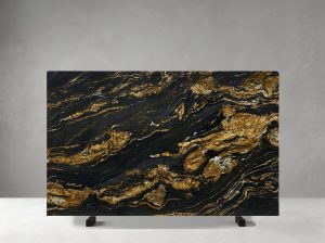 black fusion granite slab black gold texture for feature walls and island tops