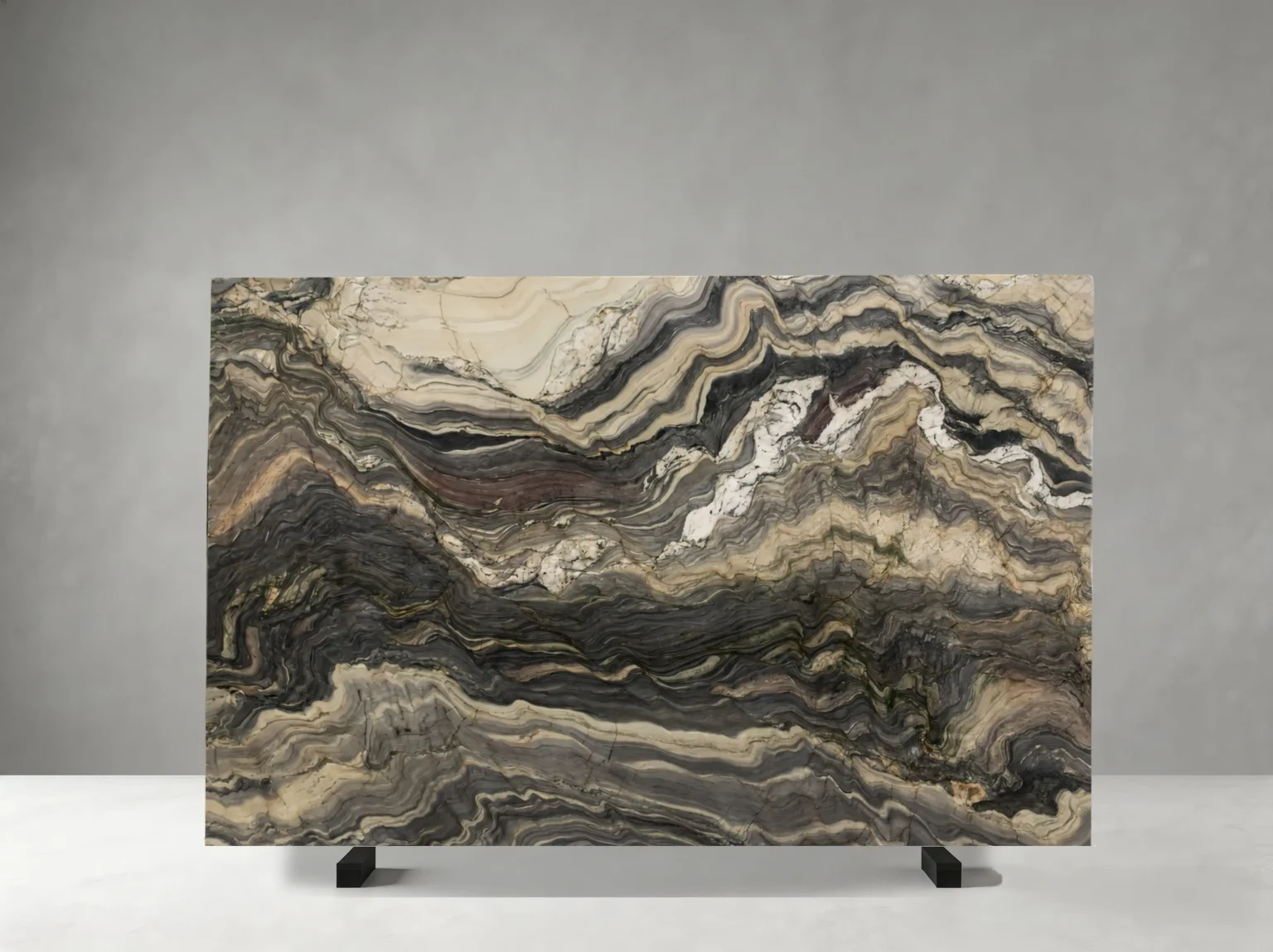 blue fusion quartzite slab layered wave pattern for feature walls and island tops