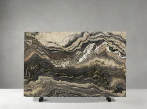blue fusion quartzite slab layered wave pattern for feature walls and island tops