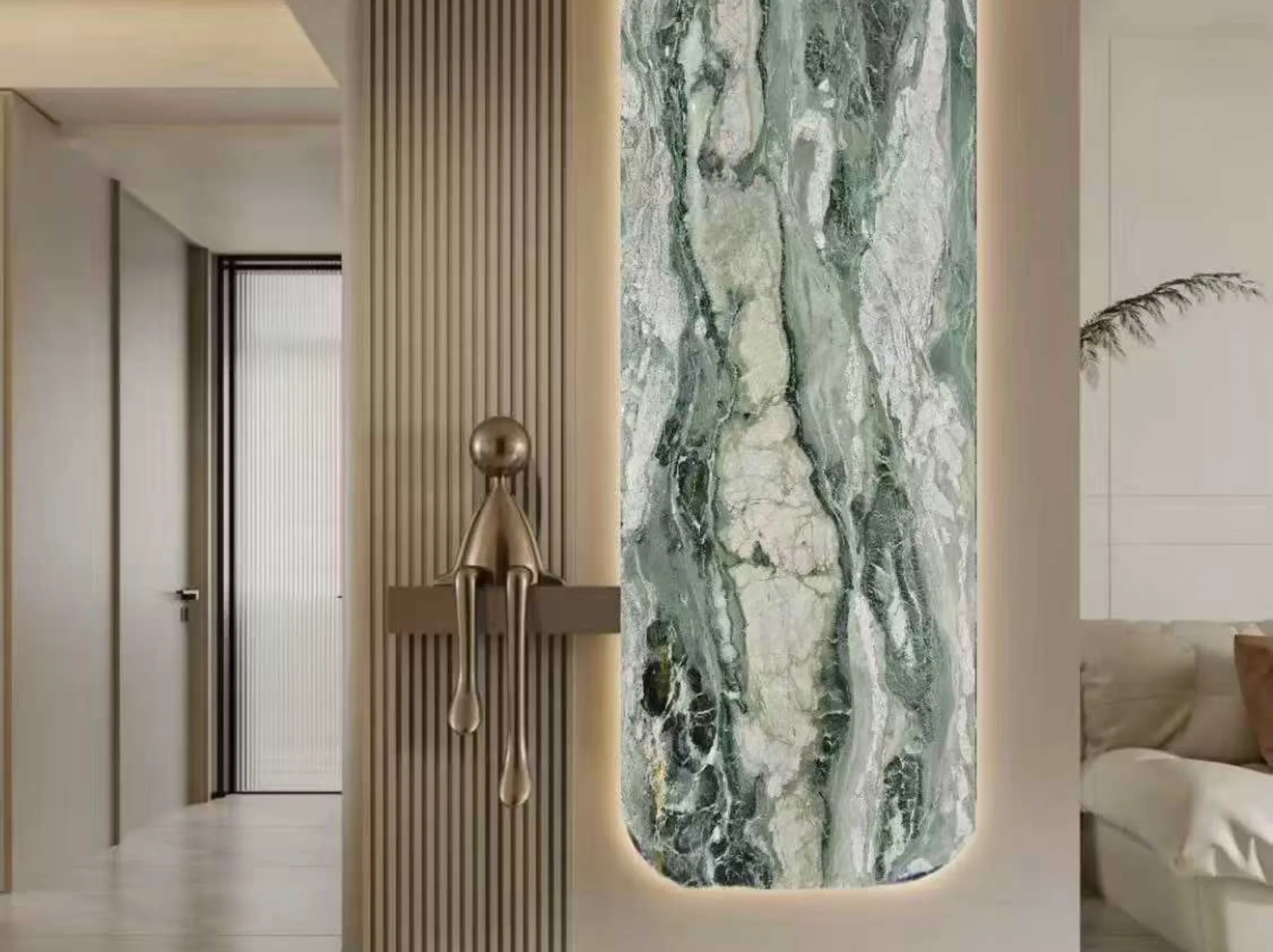 brazilian-verde-vivo-quartzite-vertical-feature-panel-03.webp brazilian verde vivo quartzite vertical feature panel with green white texture