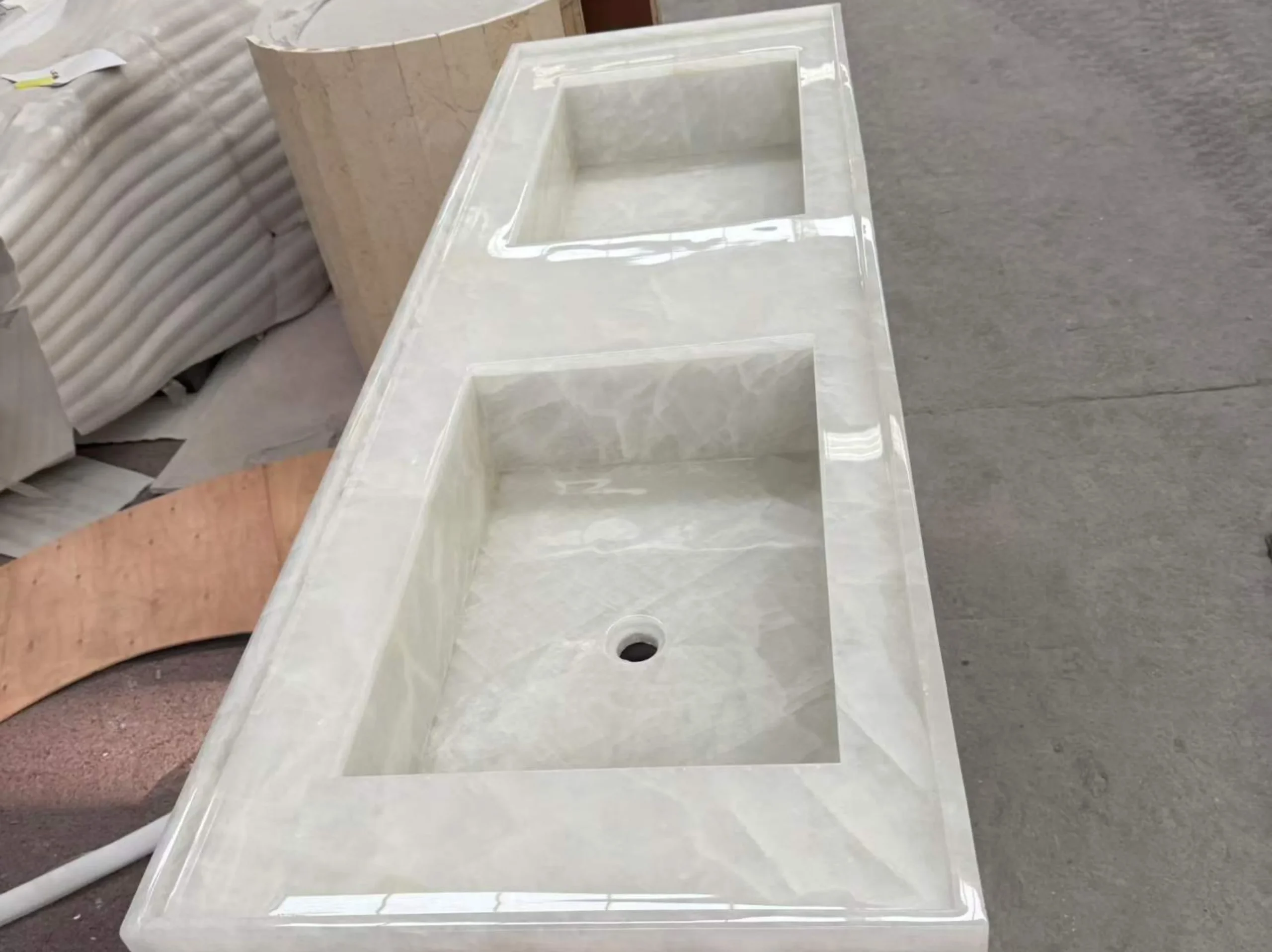 china-crystal-white-quartzite-double-sink-vanity-top-03.webp china crystal white quartzite double sink vanity top with polished crystal surface