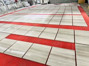 china serpeggiante marble floor tile factory layout with horizontal beige grey veins