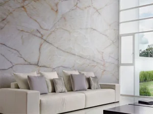 citrino crystal quartzite living room feature wall with warm golden veins
