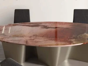 cosmopolitan quartzite living room feature wall with warm rose peach texture