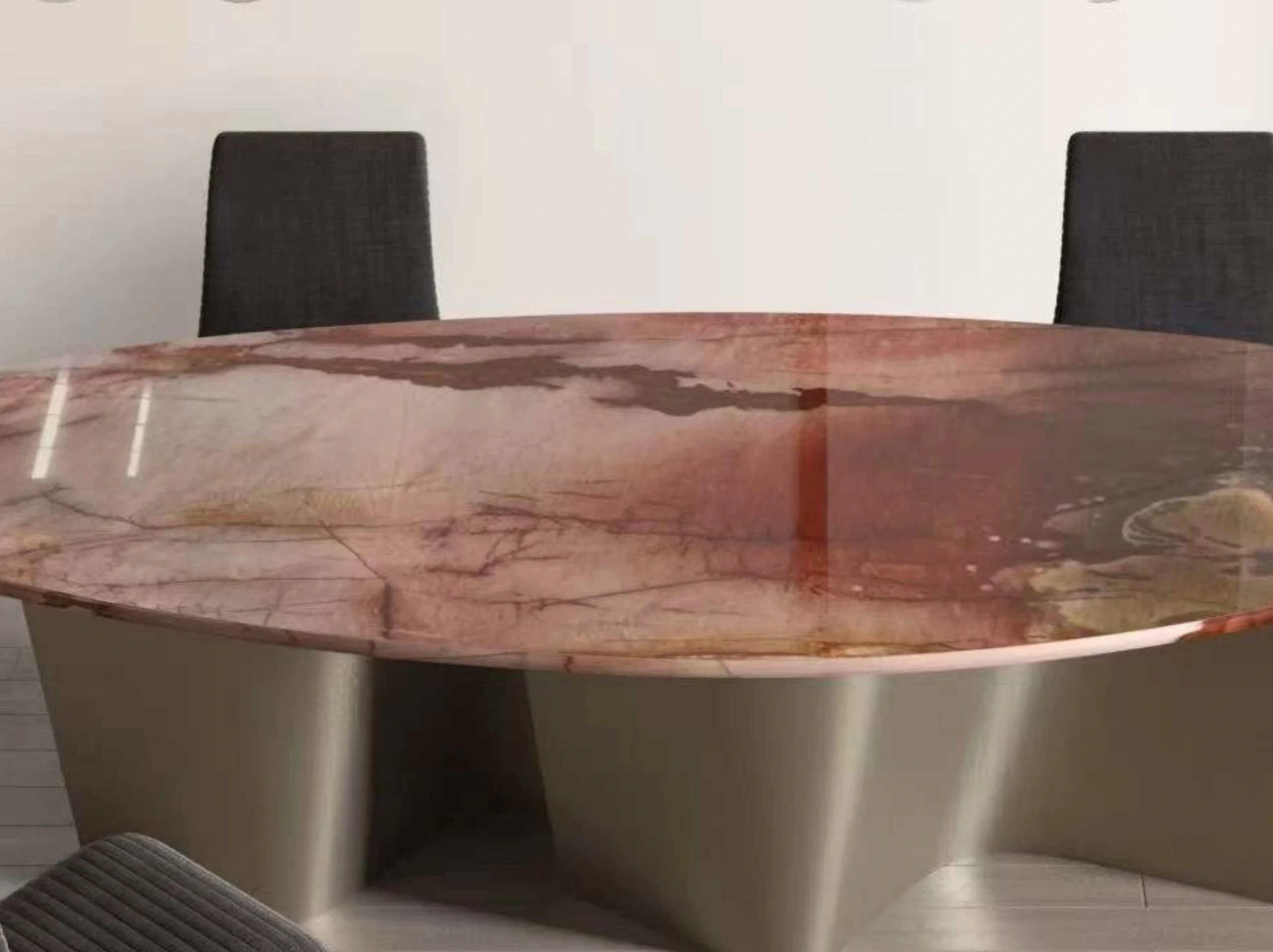 cosmopolitan-quartzite-oval-dining-table-01.webp cosmopolitan quartzite living room feature wall with warm rose peach texture