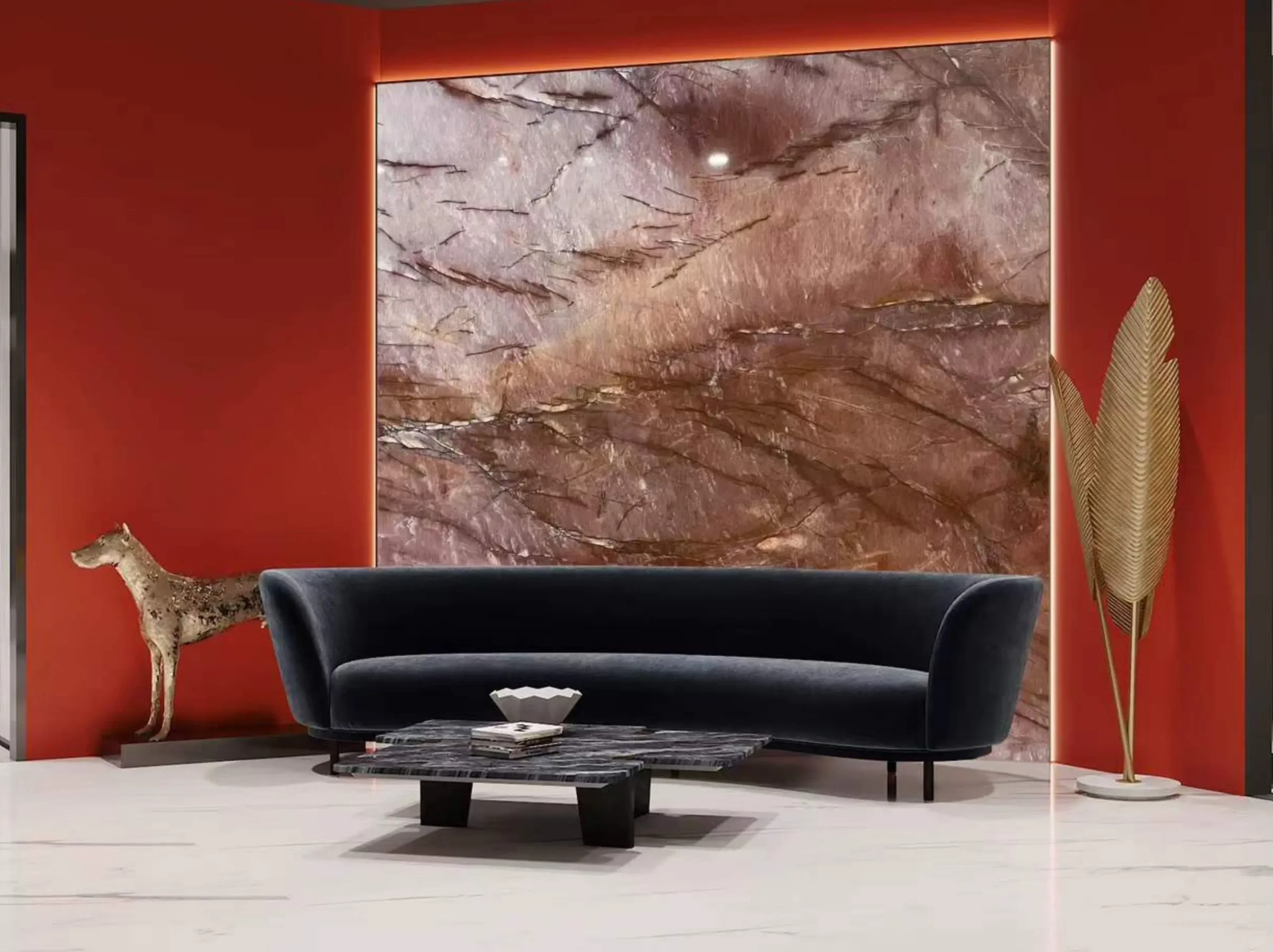 cristallo-juliet-quartzite-fireplace-feature-wall-03.webp cristallo juliet quartzite fireplace feature wall with warm rose peach veining