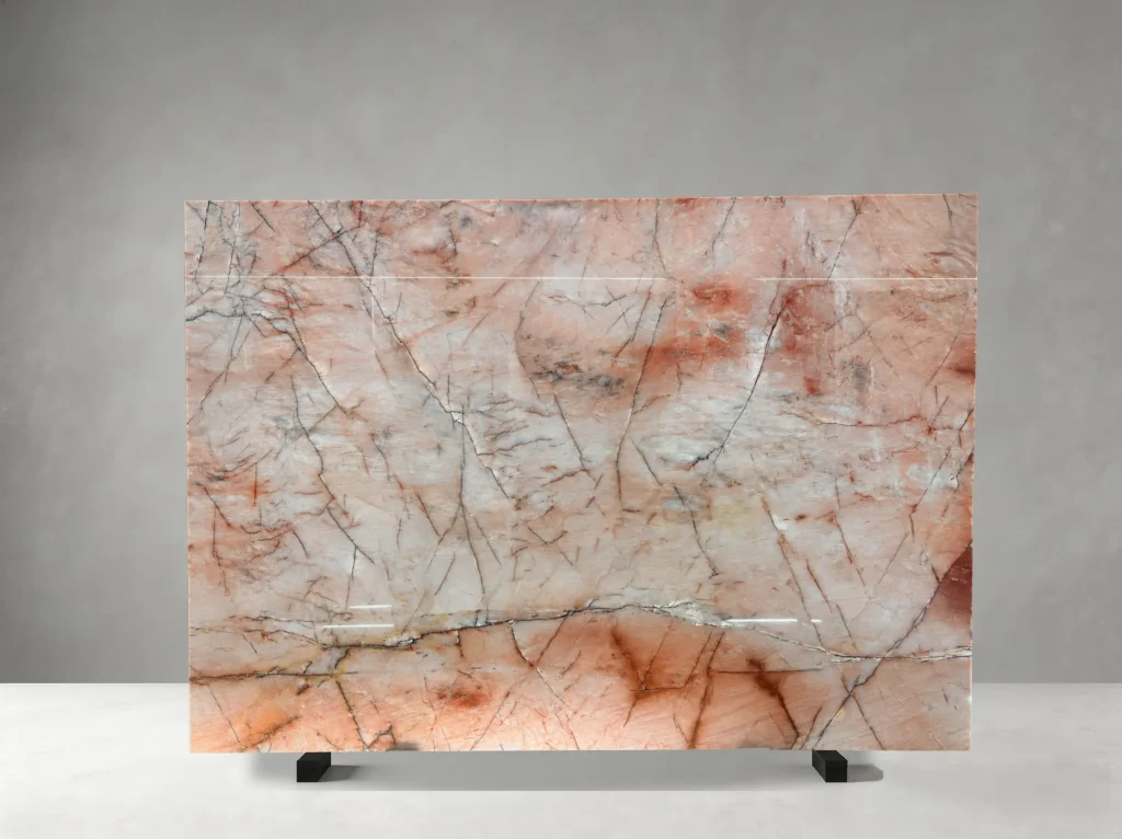 cristallo juliet quartzite slab soft pink crystal texture for feature walls
