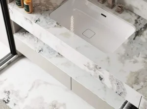 damara white marble bathroom vanity top with soft grey veining