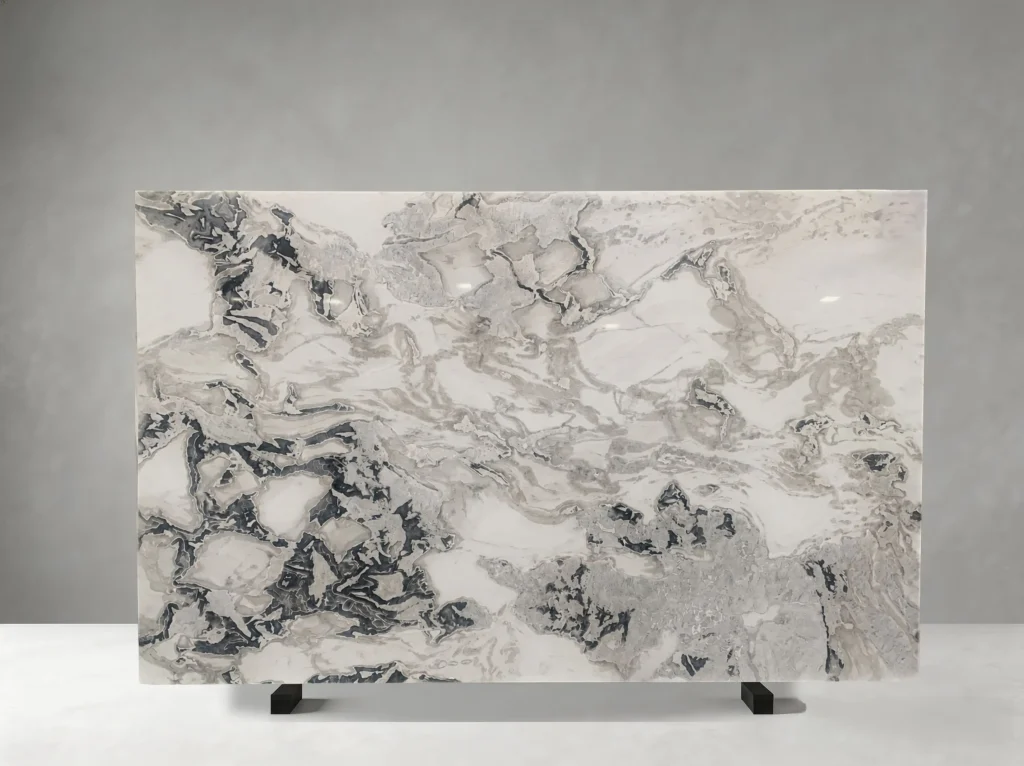 damasco white marble slab dark grey veining for floors walls and island tops