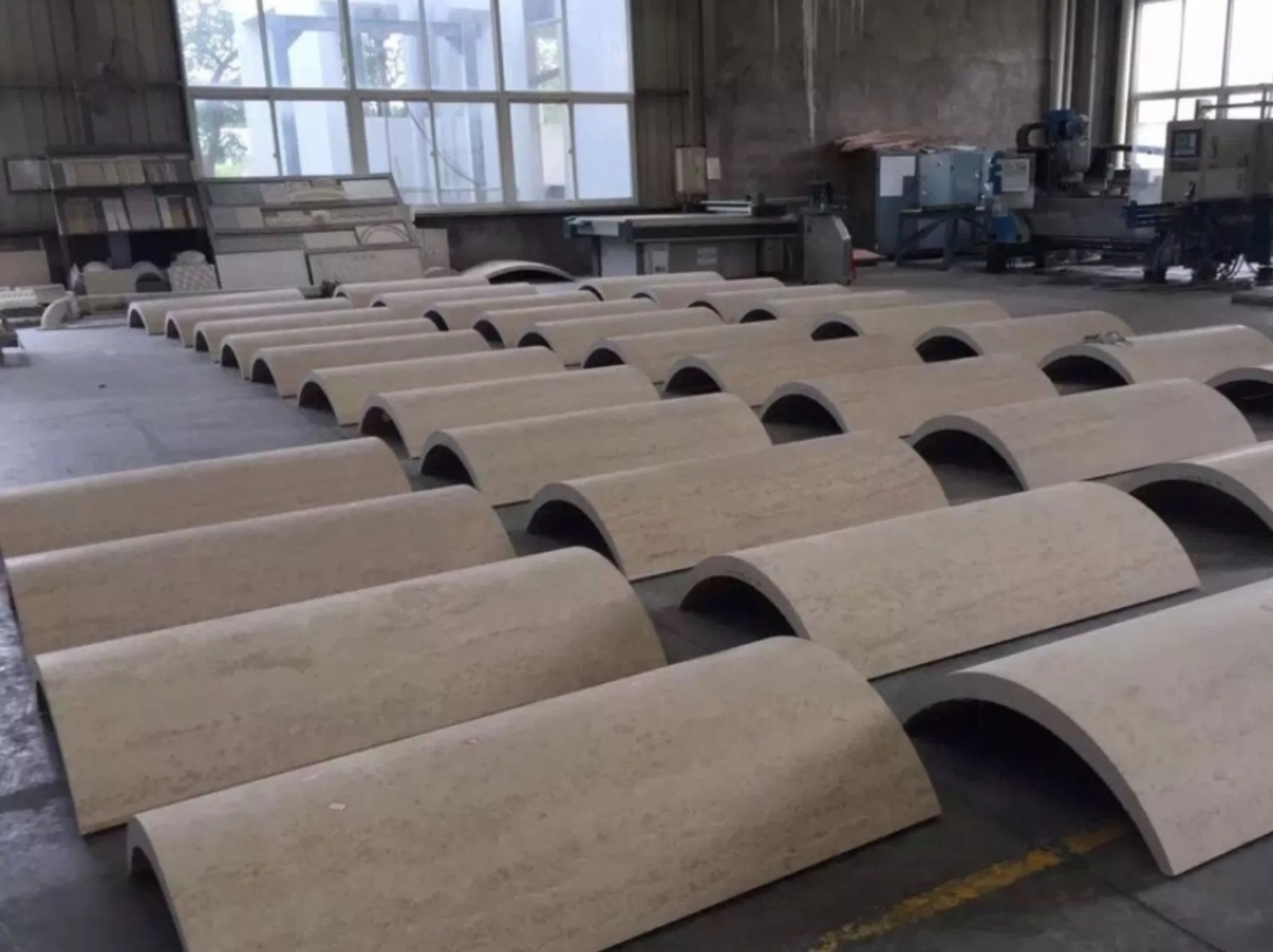 european-beige-limestone-curved-panels-production-01.webp european beige limestone curved panels for custom project