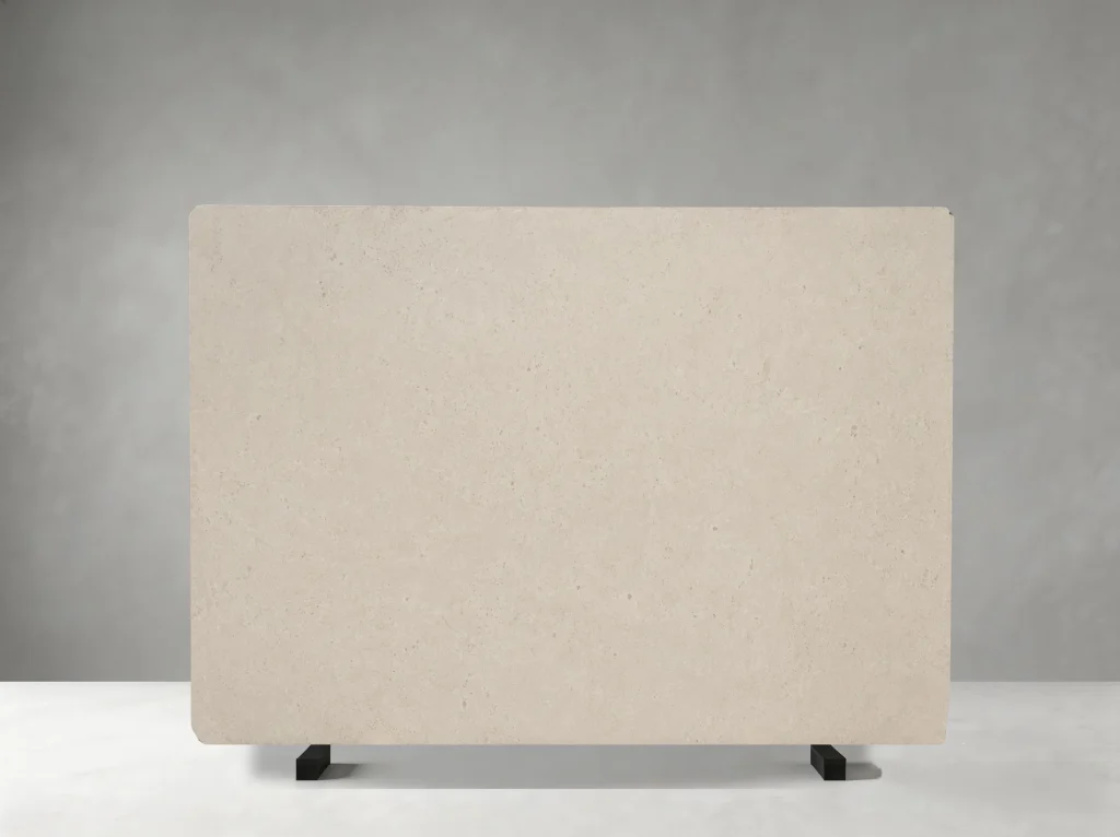 european beige limestone slab front view