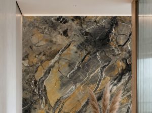 exotic pandora marble interior wall cladding detail with golden grey veining