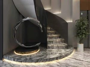 italian fantasy gray marble staircase flooring with layered grey stone pattern