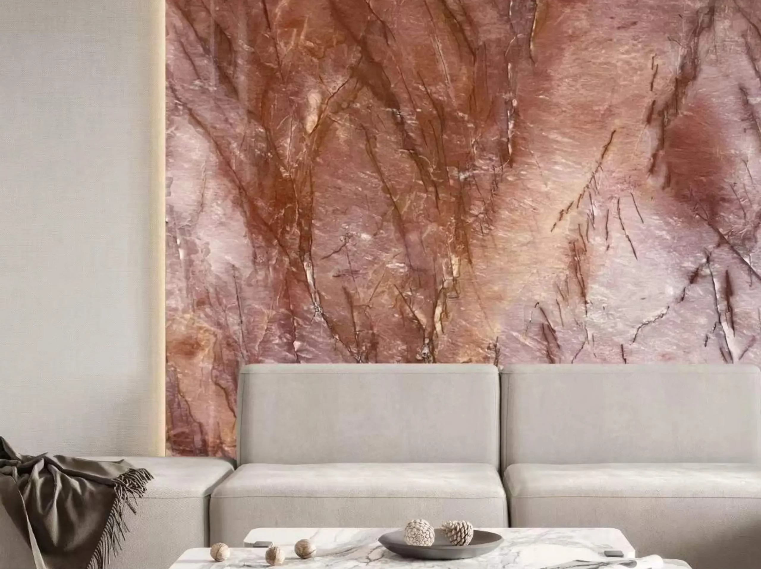 juliet-crystal-quartzite-living-room-feature-wall-02.webp juliet crystal quartzite living room feature wall with warm pink crystal texture