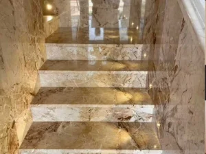 marmi ceppo di sicilia marble staircase wall cladding with soft beige breccia texture