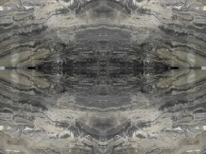 marmo orobico grigio marble bookmatched wall panel with grey black symmetrical pattern