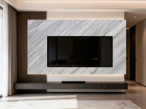 marmo palissandro azzurro marble tv wall cladding with diagonal grey veins