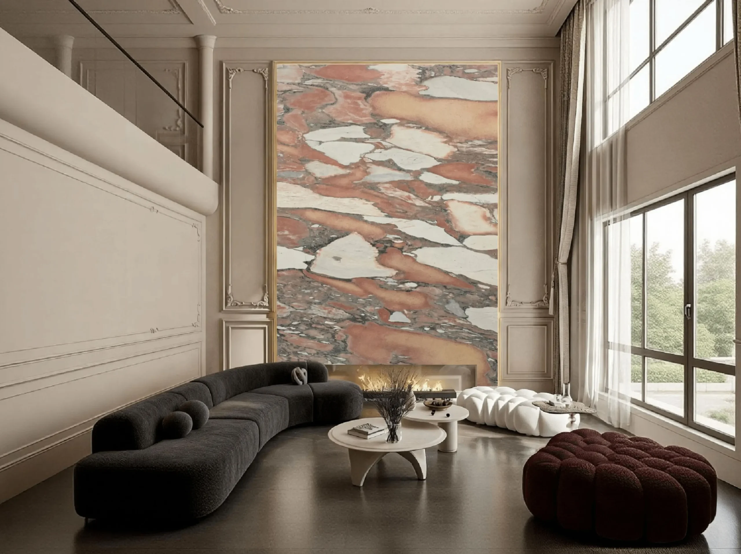 norwegian-rose-marble-living-room-feature-wall-01.webp norwegian rose marble living room feature wall with rose white and grey breccia pattern