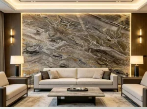 orobico grey gold marble living room feature wall with grey gold veining