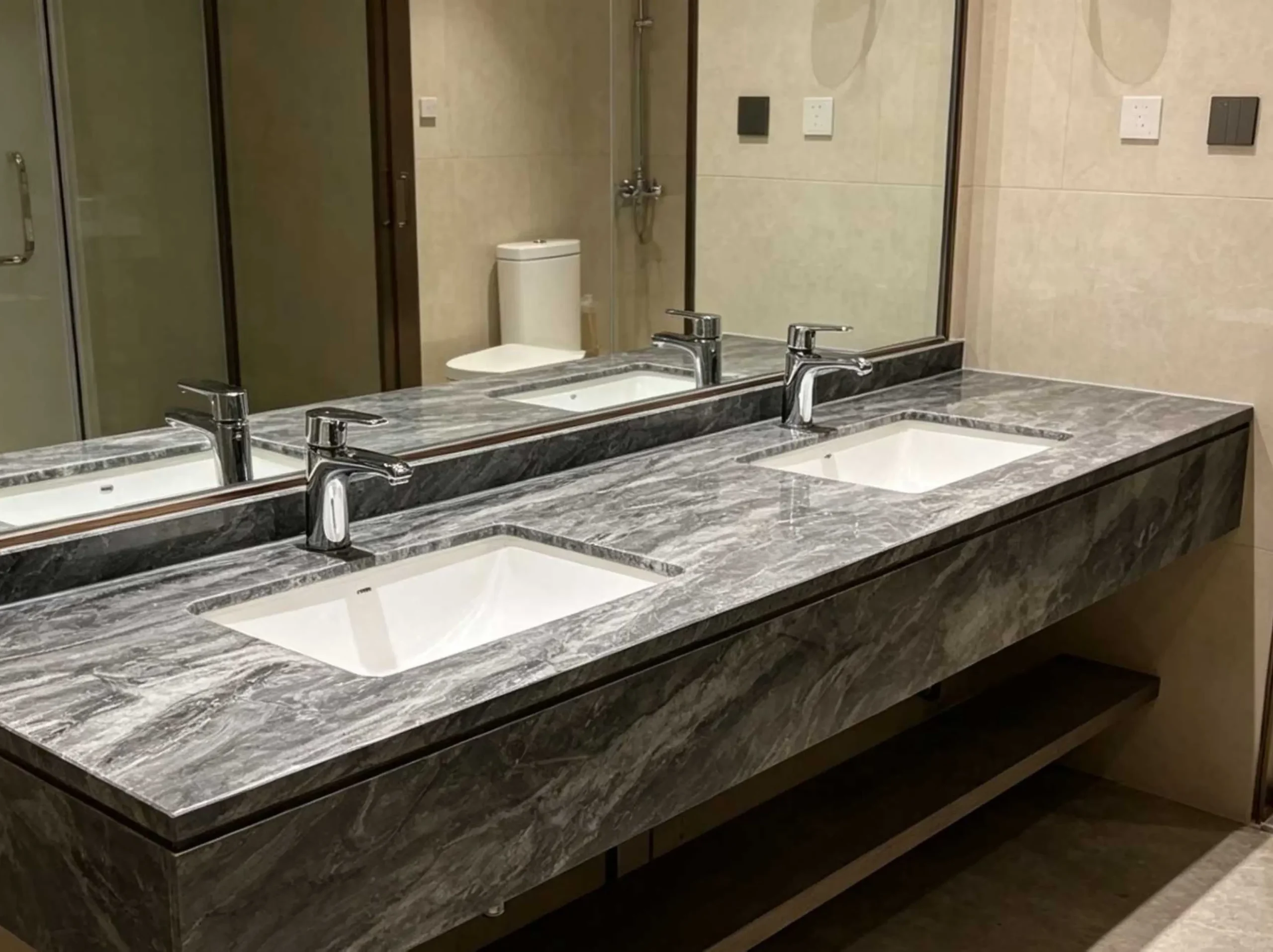 orobico-grey-marble-bathroom-vanity-top-01.webp orobico grey marble bathroom vanity top with grey black veiningorobico grey marble bathroom vanity top with grey black veining