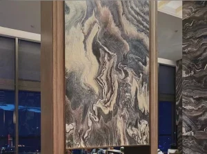 rosso luana marble luxury feature wall for high-end interior project