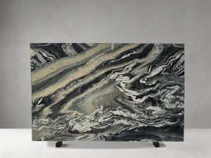 rosso luana marble polished slab with green black and cream veining