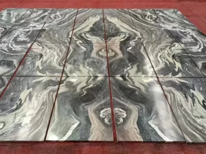 rosso luana scuro marmo bookmatch floor tile layout