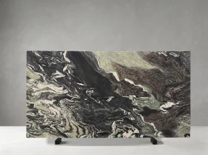 rosso luana scuro marmo dark flowing slab for wall and island tops