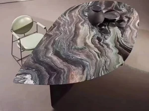 rosso luana scuro marmo oval table top for luxury furniture