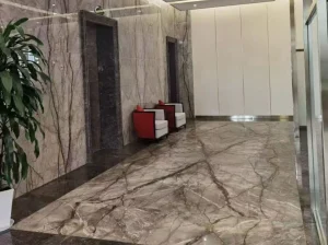 silver river marble lobby floor and wall cladding for commercial interiors
