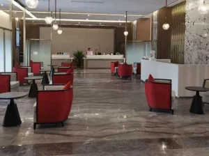 silver roots marble hotel lobby flooring with silver grey veining
