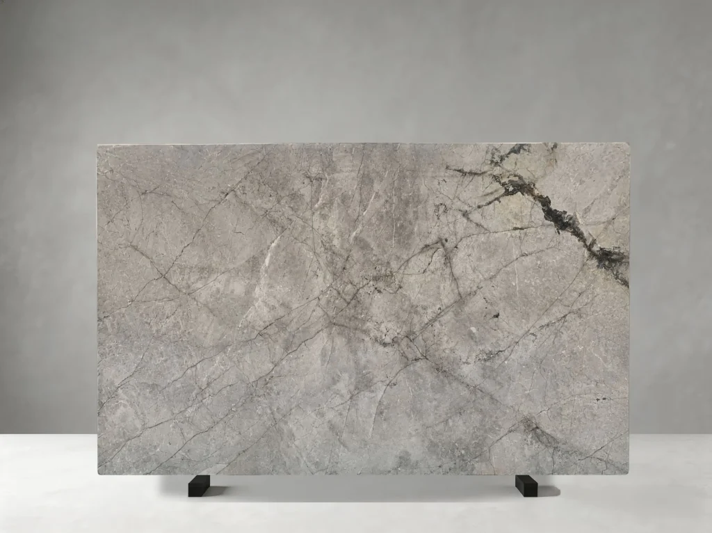 turkish silver river marble slab with dark natural veins