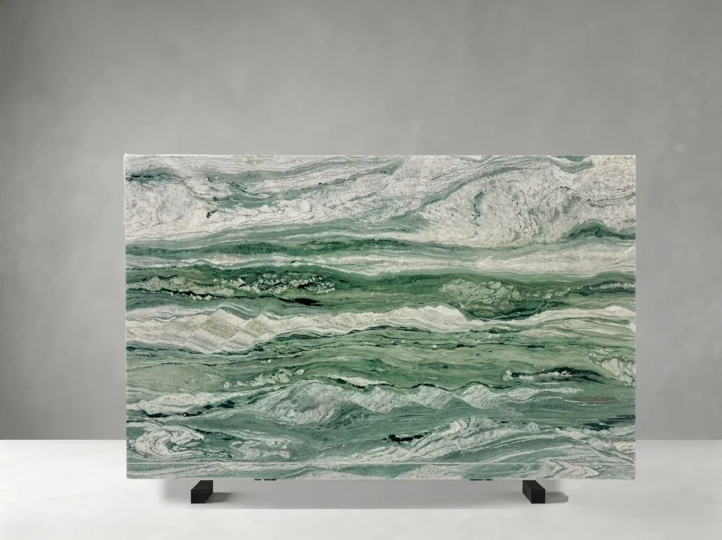 verde vivo quartzite slab layered green veining for luxury interiors