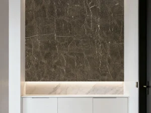 wyndham grey marble vertical wall panel with fine white natural veins