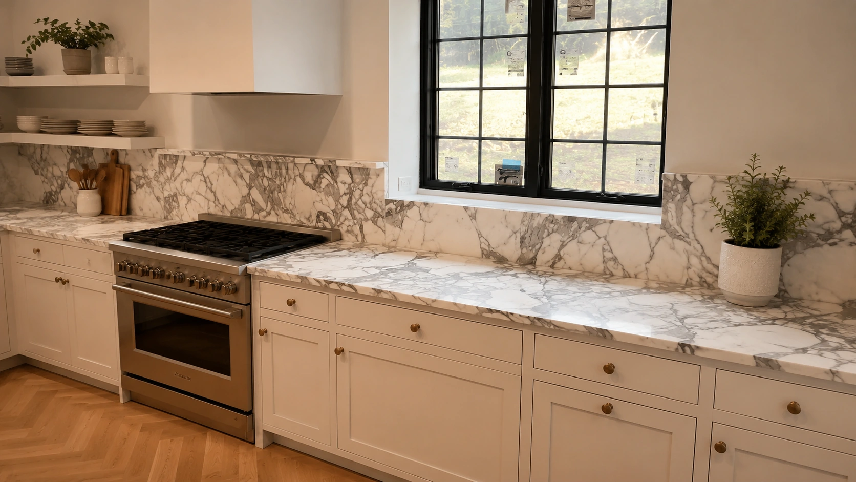 Breccia Violetta Marble Kitchen Countertop and Backsplash Breccia Violetta Marble kitchen countertop and backsplash with dramatic violet veining