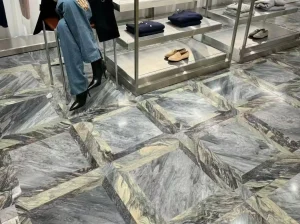 Bardiglio Nuvolato Marble flooring in a luxury retail store