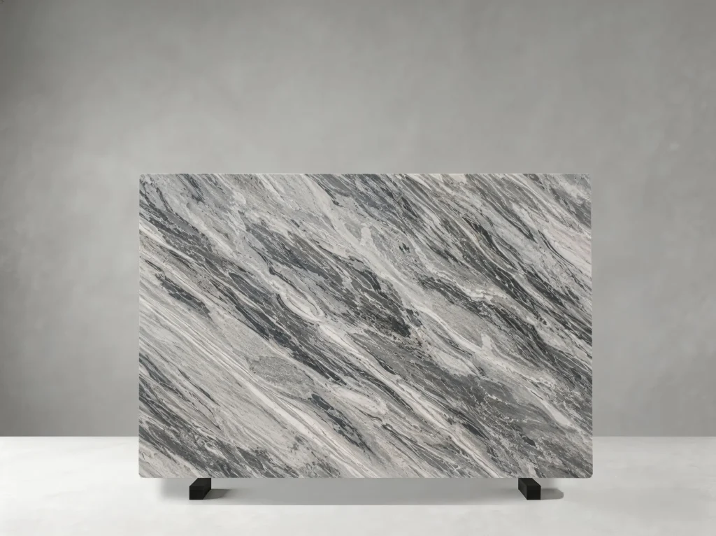 Bardiglio Nuvolato Marble slab with graphite and silver-grey veins