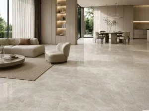 Beige Perla Venata Quartzite architectural wall cladding with custom curved stone panels