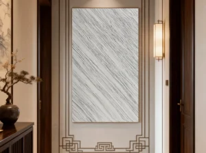Bianco Ondulare Marble decorative wall panels with diagonal grey veining